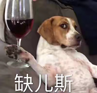 狗子端红酒杯：切尔斯！ 喝酒